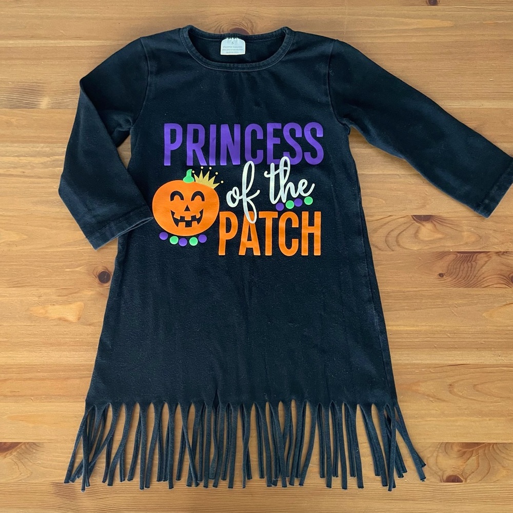 Zulily Halloween Princess of Patch Black Dress Pumpkin Witch Top Little Girls S
